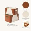 imageLA JOLIE MUSE Storage Baskets for Organizing 2 Pack Storage Cube Boxes Luxury Brown Vegan Leather and Beige Greige Fabric for Closet Shelf Cabinet BookcaseBrown