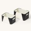 imageLA JOLIE MUSE Storage Baskets for Organizing 2 Pack Storage Cube Boxes Luxury Brown Vegan Leather and Beige Greige Fabric for Closet Shelf Cabinet BookcaseBlack