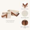 imageLA JOLIE MUSE Storage Baskets for Organizing 2 Pack Storage Cube Boxes Luxury Brown Vegan Leather and Beige Greige Fabric for Closet Shelf Cabinet BookcaseWhite