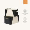 imageLA JOLIE MUSE Storage Baskets for Organizing 2 Pack Storage Cube Boxes Luxury Brown Vegan Leather and Beige Greige Fabric for Closet Shelf Cabinet BookcaseBlack