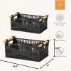 imageLA JOLIE MUSE Wicker Storage Baskets for Organizing Recyclable Paper Rope Basket with Wood Handles Decorative Hand Woven Basket Organizers for Makeup Books Shelves Living Room Black Set of 2Ebony Black