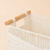 imageLA JOLIE MUSE Wicker Storage Baskets for Organizing Recyclable Paper Rope Basket with Wood Handles Decorative Hand Woven Basket Organizers for Makeup Books Shelves Living Room Black Set of 2White
