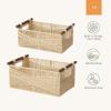 imageLA JOLIE MUSE Wicker Storage Baskets for Organizing Recyclable Paper Rope Basket with Wood Handles Decorative Hand Woven Basket Organizers for Makeup Books Shelves Living Room Black Set of 2Beige