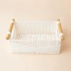 imageLA JOLIE MUSE Wicker Storage Baskets for Organizing Recyclable Paper Rope Basket with Wood Handles Decorative Hand Woven Basket Organizers for Makeup Books Shelves Living Room Black Set of 2White