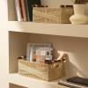 imageLA JOLIE MUSE Wicker Storage Baskets for Organizing Recyclable Paper Rope Basket with Wood Handles Decorative Hand Woven Basket Organizers for Makeup Books Shelves Living Room Black Set of 2Beige
