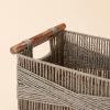 imageLA JOLIE MUSE Wicker Storage Baskets for Organizing Recyclable Paper Rope Basket with Wood Handles Decorative Hand Woven Basket Organizers for Makeup Books Shelves Living Room Black Set of 2Grey