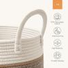 imageLA JOLIE MUSE Woven Basket Rope Storage Baskets  Large Cotton Organizer Basket for Baby Blanket Kids Toy Nursery Laundry Basket Ebony Black MMocha