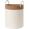 imageLA JOLIE MUSE Woven Basket Rope Storage Baskets  Large Cotton Organizer Basket for Baby Blanket Kids Toy Nursery Laundry Basket Ebony Black MShell white