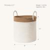 imageLA JOLIE MUSE Woven Basket Rope Storage Baskets  Large Cotton Organizer Basket for Baby Blanket Kids Toy Nursery Laundry Basket Ebony Black MShell white