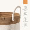 imageLA JOLIE MUSE Woven Basket Rope Storage Baskets  Large Cotton Organizer Basket for Baby Blanket Kids Toy Nursery Laundry Basket Ebony Black MShell white