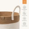 imageLA JOLIE MUSE Woven Basket Rope Storage Baskets  Large Cotton Organizer Basket for Baby Blanket Kids Toy Nursery Laundry Basket Ebony Black MShell white