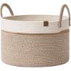 imageLA JOLIE MUSE Woven Basket Rope Storage Baskets  Large Cotton Organizer Basket for Baby Blanket Kids Toy Nursery Laundry Basket Ebony Black MWhite  Desert