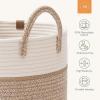 imageLA JOLIE MUSE Woven Basket Rope Storage Baskets  Large Cotton Organizer Basket for Baby Blanket Kids Toy Nursery Laundry Basket Ebony Black MWhite  Desert