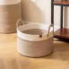 imageLA JOLIE MUSE Woven Basket Rope Storage Baskets  Large Cotton Organizer Basket for Baby Blanket Kids Toy Nursery Laundry Basket Ebony Black MWhite  Desert