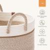 imageLA JOLIE MUSE Woven Basket Rope Storage Baskets  Large Cotton Organizer Basket for Baby Blanket Kids Toy Nursery Laundry Basket Ebony Black MWhite  Desert