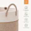 imageLA JOLIE MUSE Woven Basket Rope Storage Baskets  Large Cotton Organizer Basket for Baby Blanket Kids Toy Nursery Laundry Basket Ebony Black MWhite  Desert