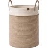 imageLA JOLIE MUSE Woven Basket Rope Storage Baskets  Large Cotton Organizer Basket for Baby Blanket Kids Toy Nursery Laundry Basket Ebony Black MWhite  Desert