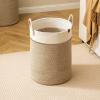 imageLA JOLIE MUSE Woven Basket Rope Storage Baskets  Large Cotton Organizer Basket for Baby Blanket Kids Toy Nursery Laundry Basket Ebony Black MWhite  Desert