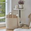 imageLA JOLIE MUSE Woven Basket Rope Storage Baskets  Large Cotton Organizer Basket for Baby Blanket Kids Toy Nursery Laundry Basket Ebony Black MWhite with Corn Skin  Beige