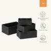 imagePaper Rope Woven Storage Basket Set of 4 with Fabric Liner Stackable Multipurpose Organizer Bin BrownBlack