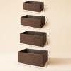imagePaper Rope Woven Storage Basket Set of 4 with Fabric Liner Stackable Multipurpose Organizer Bin BrownBrown