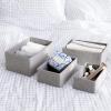 imagePaper Rope Woven Storage Basket Set of 4 with Fabric Liner Stackable Multipurpose Organizer Bin BrownGray