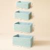 imagePaper Rope Woven Storage Basket Set of 4 with Fabric Liner Stackable Multipurpose Organizer Bin BrownMint Green