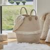 imageRope Basket Woven Storage Basket  Laundry Basket Large 16 x 15 x 12 Inches Cotton Blanket Organizer Baby Nursery Containers White Home Decor Gift