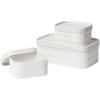 imageLA JOLIE MUSE Fluted Cardboard Storage Baskets with LeatherLike Lids Paper Boxes Decorative Tray Modern Basket Organizer Bins for OrganizingEggshell WhiteEggshell White