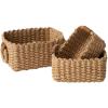 imageLA JOLIE MUSE Small Wicker Baskets for Organizing Recycled Paper Rope Storage Basket Container Bins for Shelves Bathroom Cupboards Drawer Decorative Square Basket Organizer Set of 3 Blue and BeigeDesert