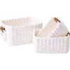 imageLA JOLIE MUSE Small Wicker Baskets for Organizing Recycled Paper Rope Storage Basket Container Bins for Shelves Bathroom Cupboards Drawer Decorative Square Basket Organizer Set of 3 Blue and BeigeWhite