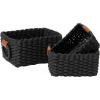 imageLA JOLIE MUSE Small Wicker Baskets for Organizing Recycled Paper Rope Storage Basket Container Bins for Shelves Bathroom Cupboards Drawer Decorative Square Basket Organizer Set of 3 Blue and BeigeEbony Black
