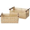 imageLA JOLIE MUSE Wicker Storage Baskets for Organizing Recyclable Paper Rope Basket with Wood Handles Decorative Hand Woven Basket Organizers for Makeup Books Shelves Living Room Black Set of 2Beige
