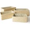 imagePaper Rope Woven Storage Basket Set of 4 with Fabric Liner Stackable Multipurpose Organizer Bin BrownBeige