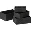 imagePaper Rope Woven Storage Basket Set of 4 with Fabric Liner Stackable Multipurpose Organizer Bin BrownBlack