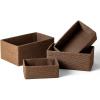imagePaper Rope Woven Storage Basket Set of 4 with Fabric Liner Stackable Multipurpose Organizer Bin BrownBrown