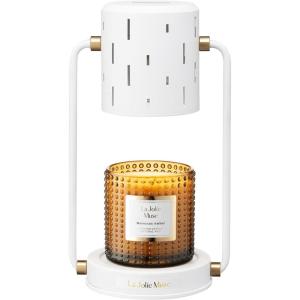 imageLA JOLIE MUSE Candle Warmer Lamp with Timer Stepless Dimming Candle Warmer Electric Candle Melter Compatible with Small ampamp Large Candles Bulb IncludedWhite  Gold
