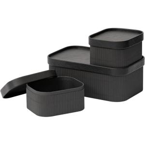 imageLA JOLIE MUSE Fluted Cardboard Storage Baskets with LeatherLike Lids Paper Boxes Decorative Tray Modern Basket Organizer Bins for OrganizingEggshell WhiteBlack