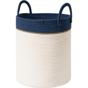 imageLA JOLIE MUSE Woven Basket Rope Storage Baskets  Large Cotton Organizer Basket for Baby Blanket Kids Toy Nursery Laundry Basket Ebony Black MAzure