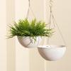 imageLA JOLIE MUSE Large Hanging Planters for Outdoor Plants  13 Inch Hanging Flower Pots Set of 2 Speckled WhiteSpeckled White