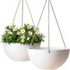 imageLa Jolie Muse White Hanging Planter Basket  8 Inch Indoor Outdoor Flower Pots Plant Containers W Drainage Hole Plant Pot for Hanging Plants Pack 2White