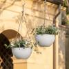 imageLa Jolie Muse White Hanging Planter Basket  8 Inch Indoor Outdoor Flower Pots Plant Containers W Drainage Hole Plant Pot for Hanging Plants Pack 2White