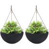 imageLA JOLIE MUSE Large Hanging Planters for Outdoor Plants  13 Inch Hanging Flower Pots Set of 2 Speckled WhiteBlack
