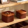 imageLA JOLIE MUSE Fluted Cardboard Storage Baskets with LeatherLike Lids Paper Boxes Decorative Tray Basket Organizer Bins for Jewelry Shelve Bathroom Bedroom OrganizingChocolate Brown Set of 2Chocolate Brown