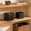 imageLA JOLIE MUSE Fluted Cardboard Storage Baskets with LeatherLike Lids Paper Boxes Decorative Tray Basket Organizer Bins for Jewelry Shelve Bathroom Bedroom OrganizingChocolate Brown Set of 2Black