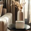 imageLA JOLIE MUSE Fluted Cardboard Storage Baskets with LeatherLike Lids Paper Boxes Decorative Tray Basket Organizer Bins for Jewelry Shelve Bathroom Bedroom OrganizingChocolate Brown Set of 2Beige