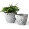 imageLA JOLIE MUSE Outdoor Planter Flower Pots Outdoor 113 Inch Planter with Drainage for Indoor Outdoor Plants Flowers Black Set of 2Marble Grey