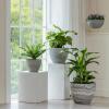 imageLA JOLIE MUSE Outdoor Planter Flower Pots Outdoor 113 Inch Planter with Drainage for Indoor Outdoor Plants Flowers Black Set of 2Marble Grey