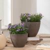 imageLA JOLIE MUSE Outdoor Planter Flower Pots Outdoor 113 Inch Planter with Drainage for Indoor Outdoor Plants Flowers Black Set of 2New Iron