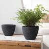 imageLA JOLIE MUSE Outdoor Planter Flower Pots Outdoor 113 Inch Planter with Drainage for Indoor Outdoor Plants Flowers Black Set of 2Speckled Black